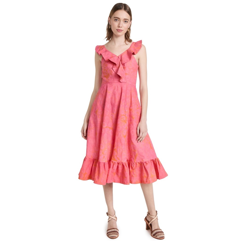 Sika V-Neck Cybil Tiered Fit & Flare Dress, Pink Size 6 Retail $295 EXCELLENT!